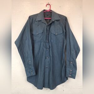 Panhandle Slim Pearl Snap Striped Western Shirt Mens Size Medium FLAW